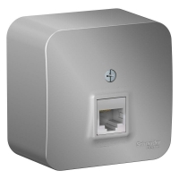 Розетка компьютерная 1-м ОП Blanca RJ45 кат.5E с изолир. пластиной алюминий SchE BLNIA045003